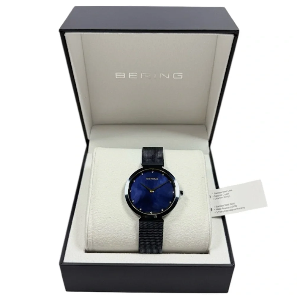 Bering Blue Ultra Slim Mesh Watch NWT